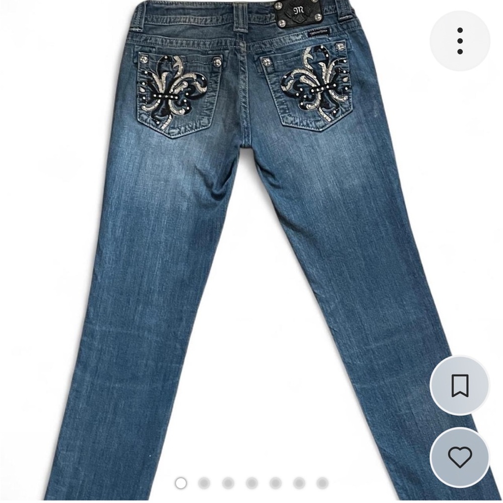 Miss Me Blue Skinny Jeans with Embellished Pockets